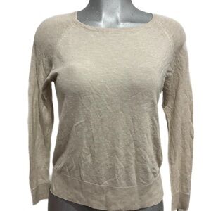 Zara Long Sleeve Knit Sweater Top Lightweight Size Small Beige/Gold Dainty
